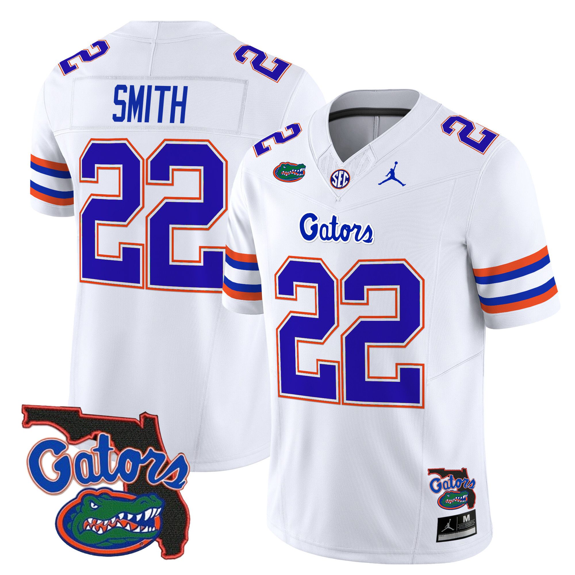 Men Florida Gators 22 Smith White 2024 Florida Patch Vapor Limited NCAA Jersey
